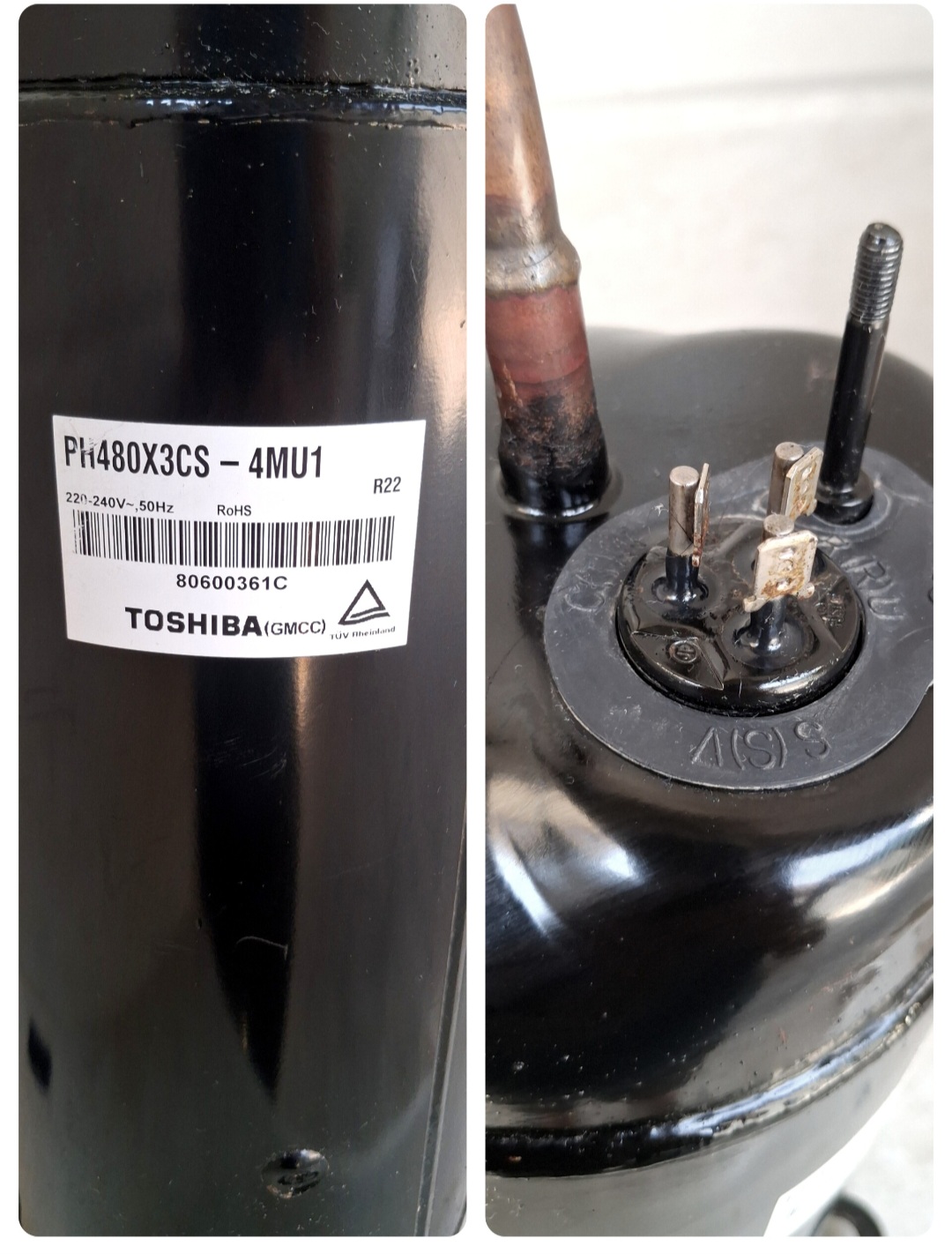 کمپرسور کولر گازی 30000 روتاری GMCC مدل PH480X3CS-4MU1 مبرد R22 استوک